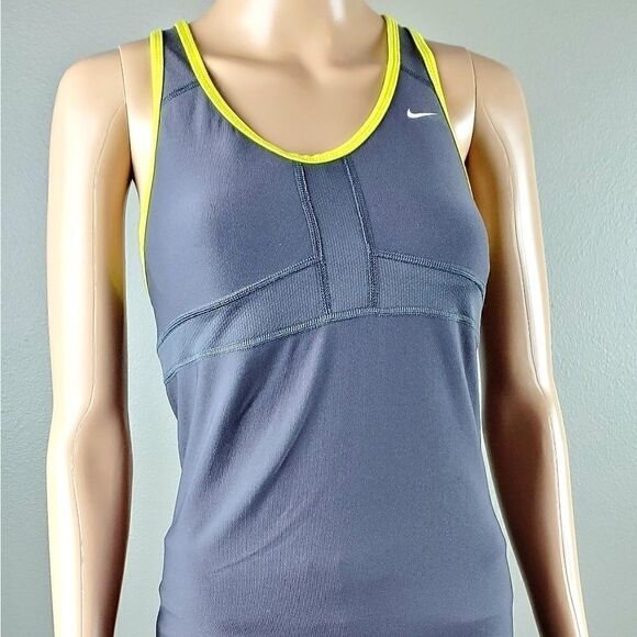 Nike Gray & Florescent Green T-Strap Tank … - Picture 1 of 4